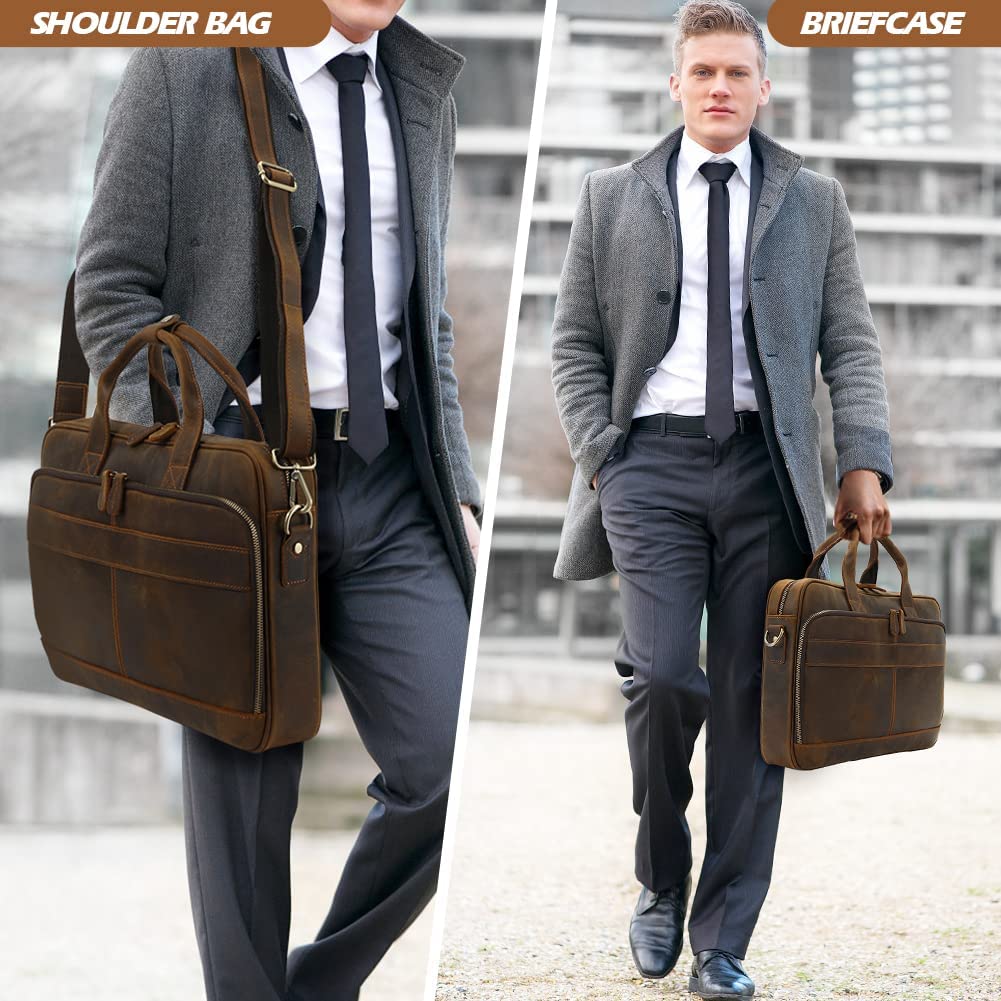 Jack&Chris Leather Briefcase for Men,Business Travel Laptop Messenger Bags - Image 7